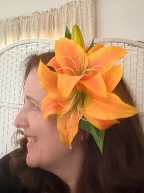 Vibrant Orange Floral Hair Clip